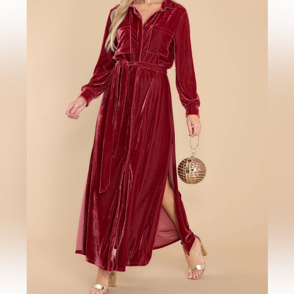 S’edge Vesper Cabernet Velvet Midi Dress - Picture 1 of 2